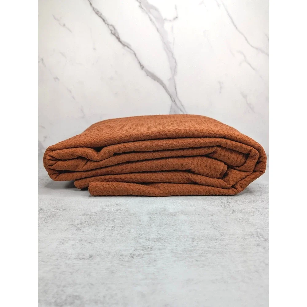 Quince Luxe Waffle Duvet Cover Queen Terracotta Orange Cotton Bedding